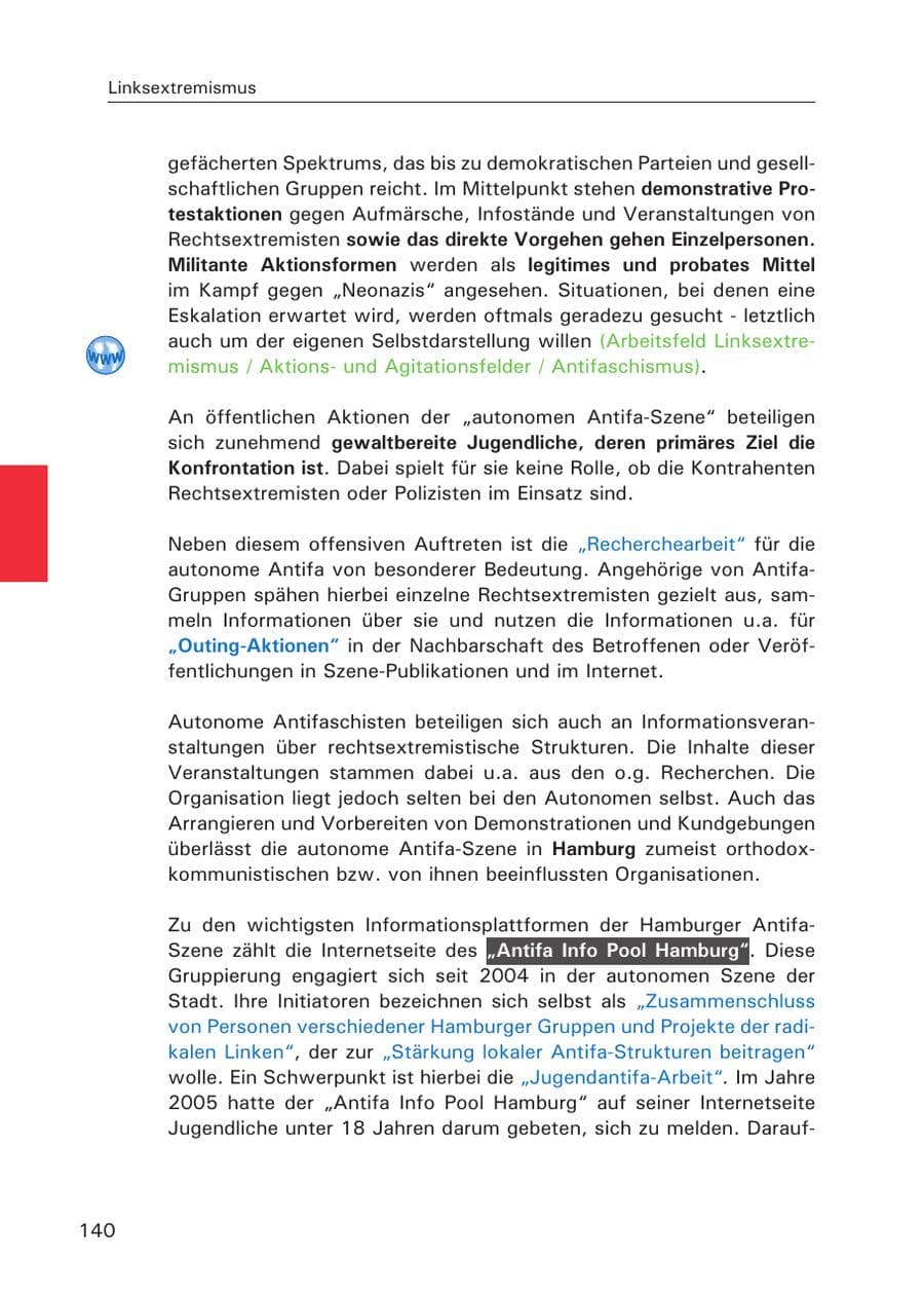 Seite 142 des Verfassungsschutzbericht 2007 Hamburg