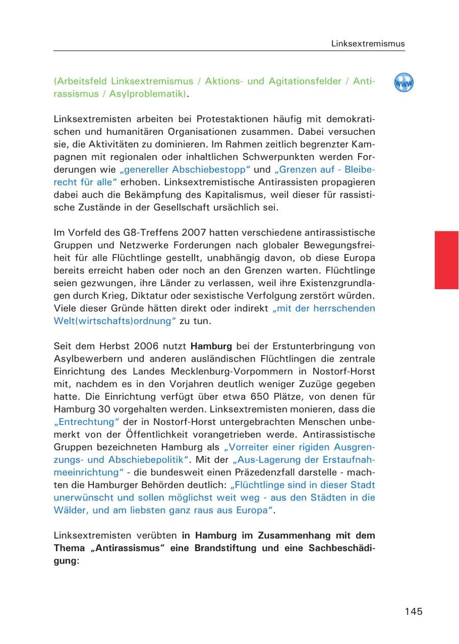 Seite 147 des Verfassungsschutzbericht 2007 Hamburg