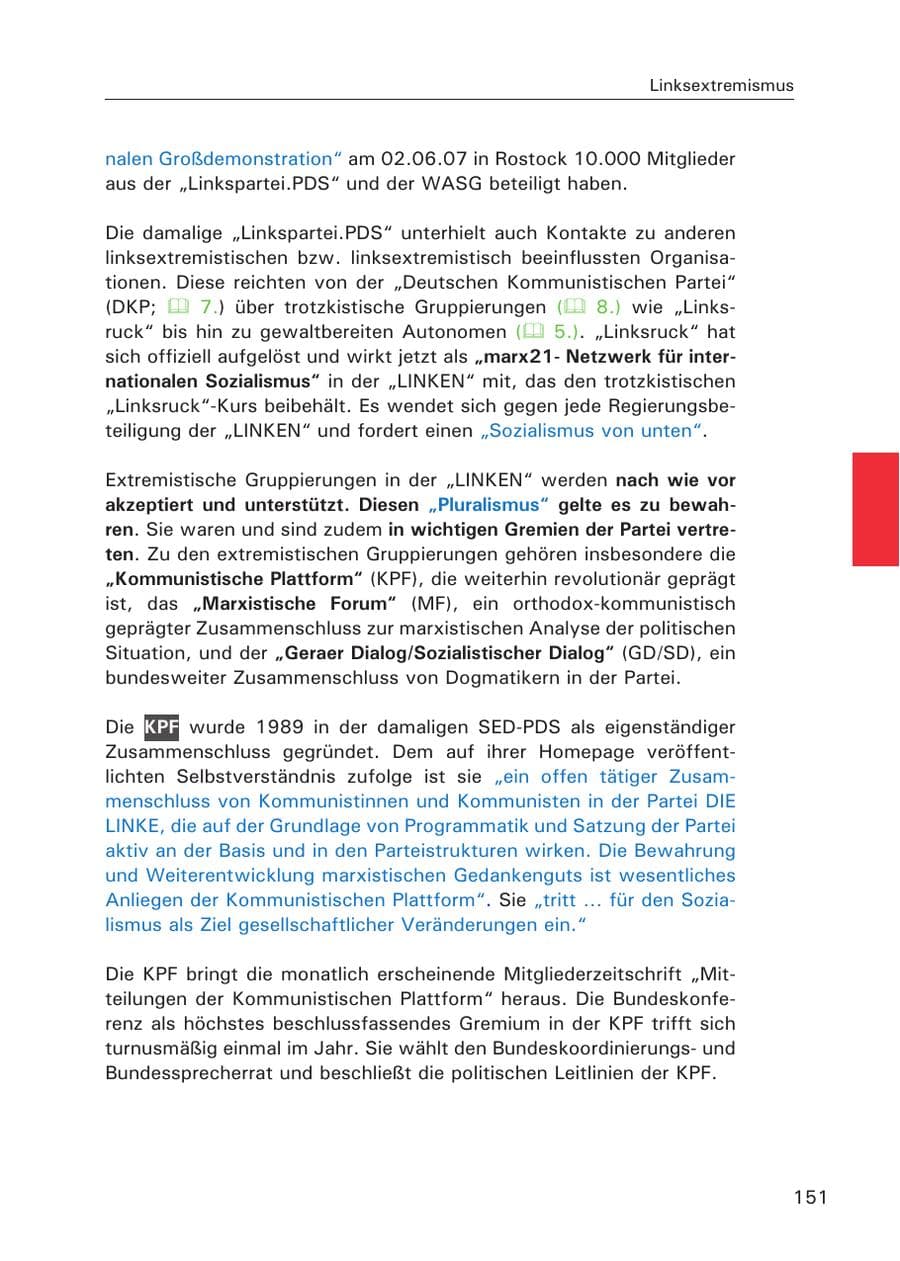 Seite 153 des Verfassungsschutzbericht 2007 Hamburg