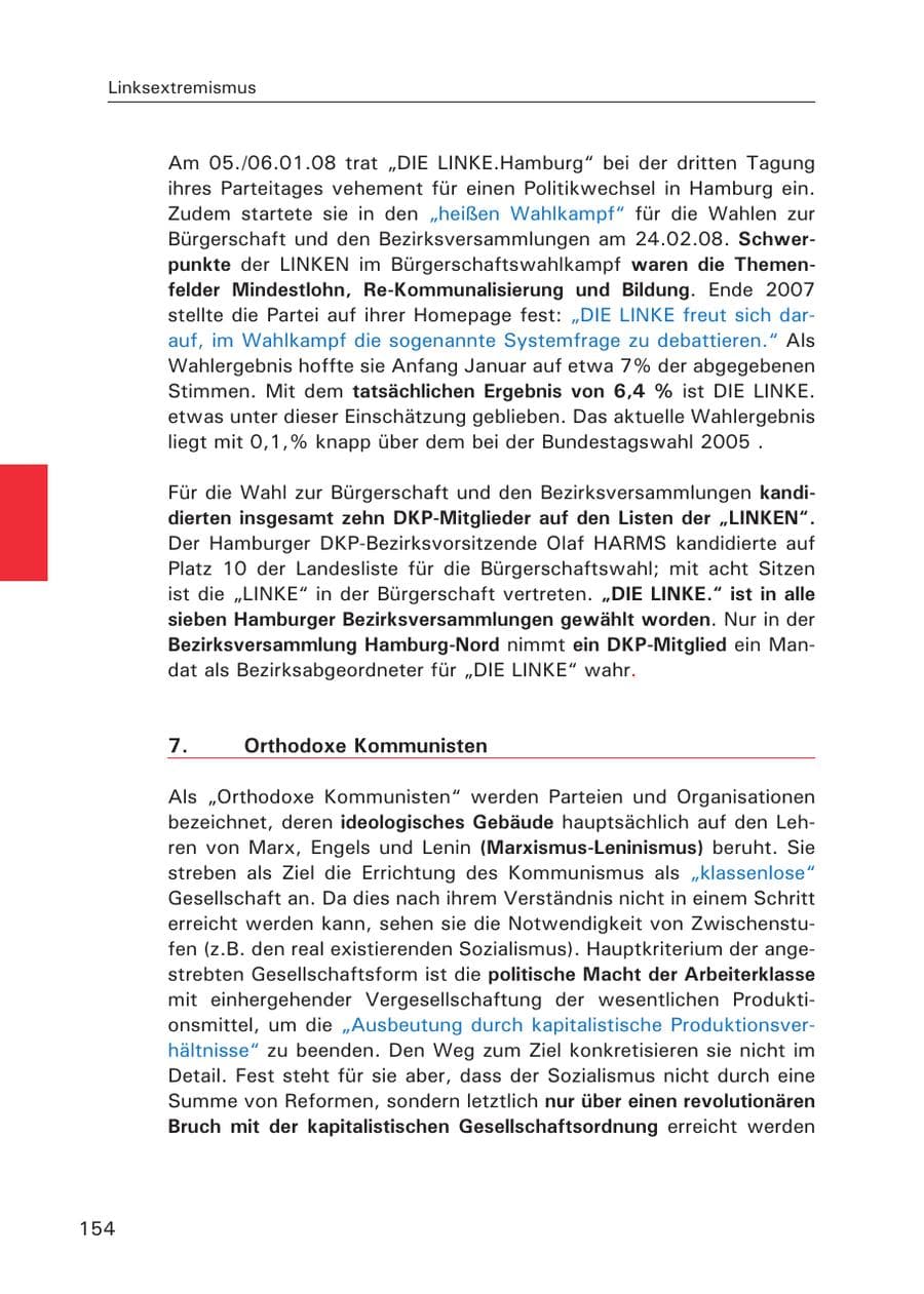 Seite 156 des Verfassungsschutzbericht 2007 Hamburg