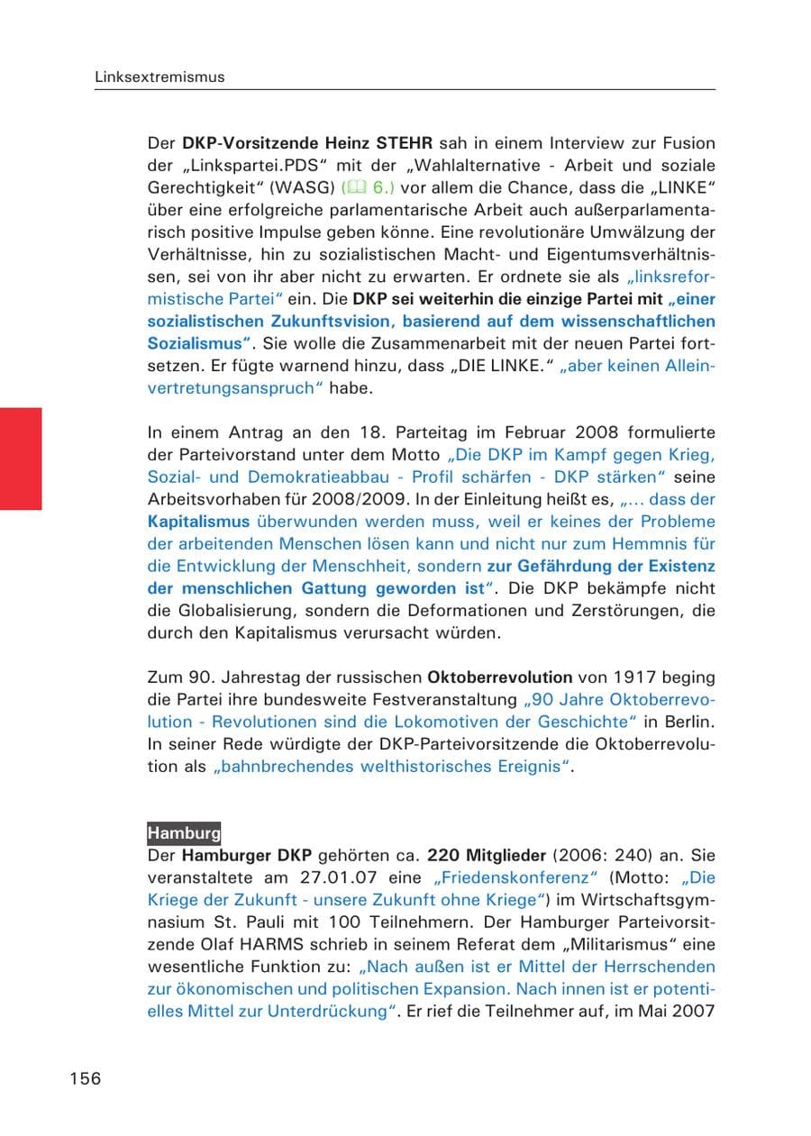 Seite 158 des Verfassungsschutzbericht 2007 Hamburg
