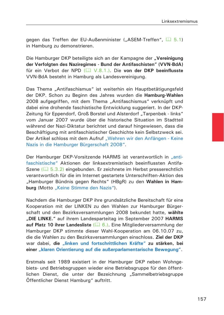 Seite 159 des Verfassungsschutzbericht 2007 Hamburg