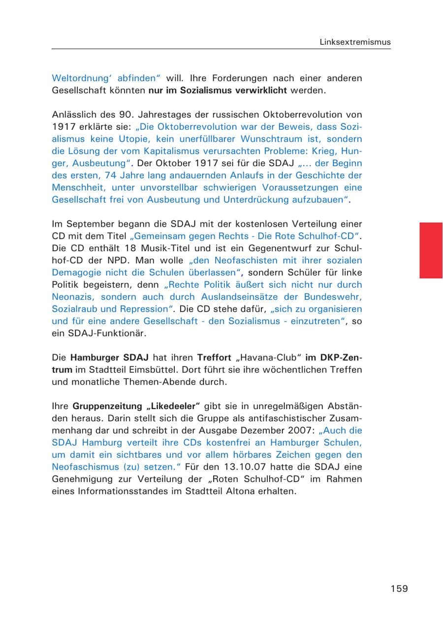 Seite 161 des Verfassungsschutzbericht 2007 Hamburg