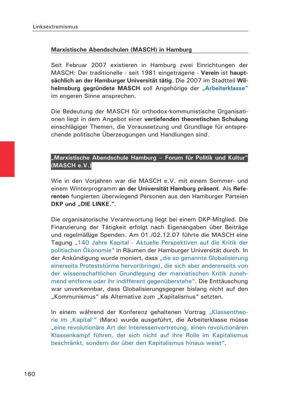 Seite 162 des Verfassungsschutzbericht 2007 Hamburg