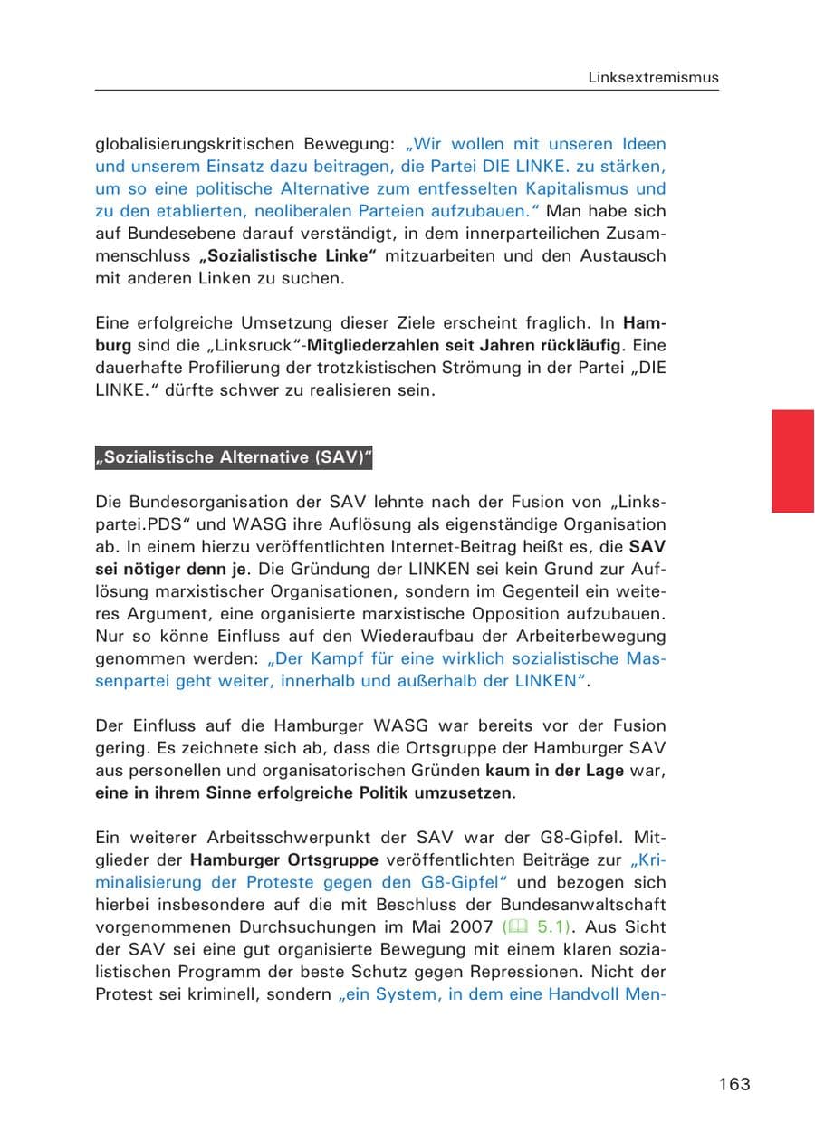 Seite 165 des Verfassungsschutzbericht 2007 Hamburg