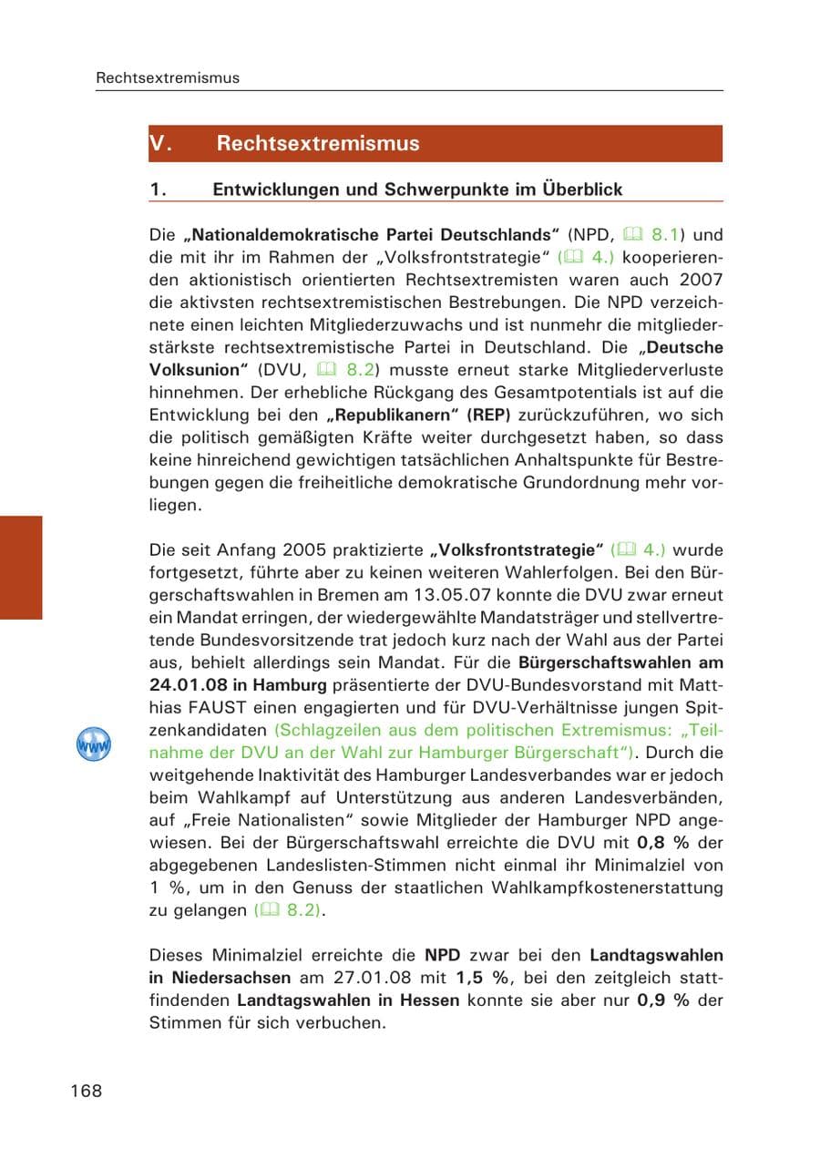 Seite 170 des Verfassungsschutzbericht 2007 Hamburg