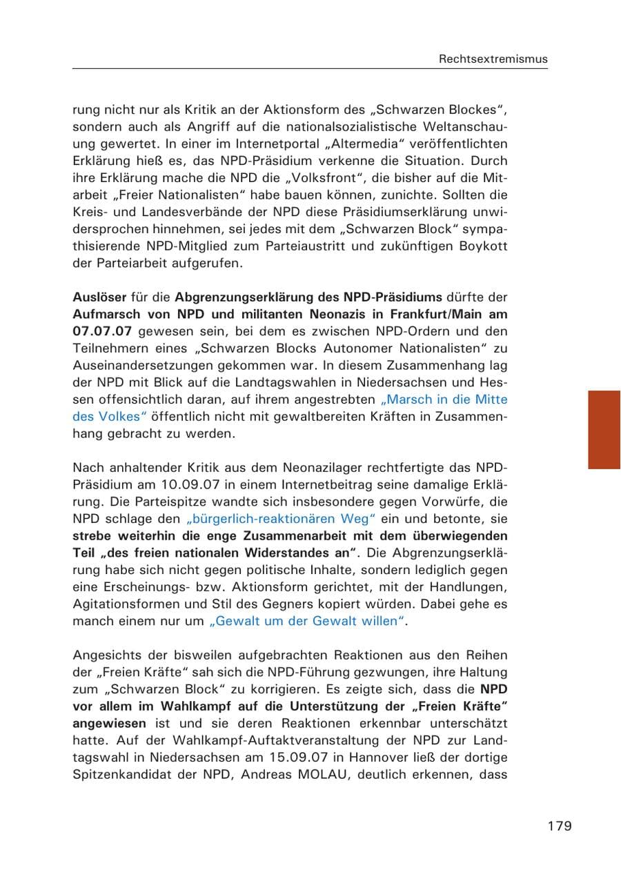 Seite 181 des Verfassungsschutzbericht 2007 Hamburg