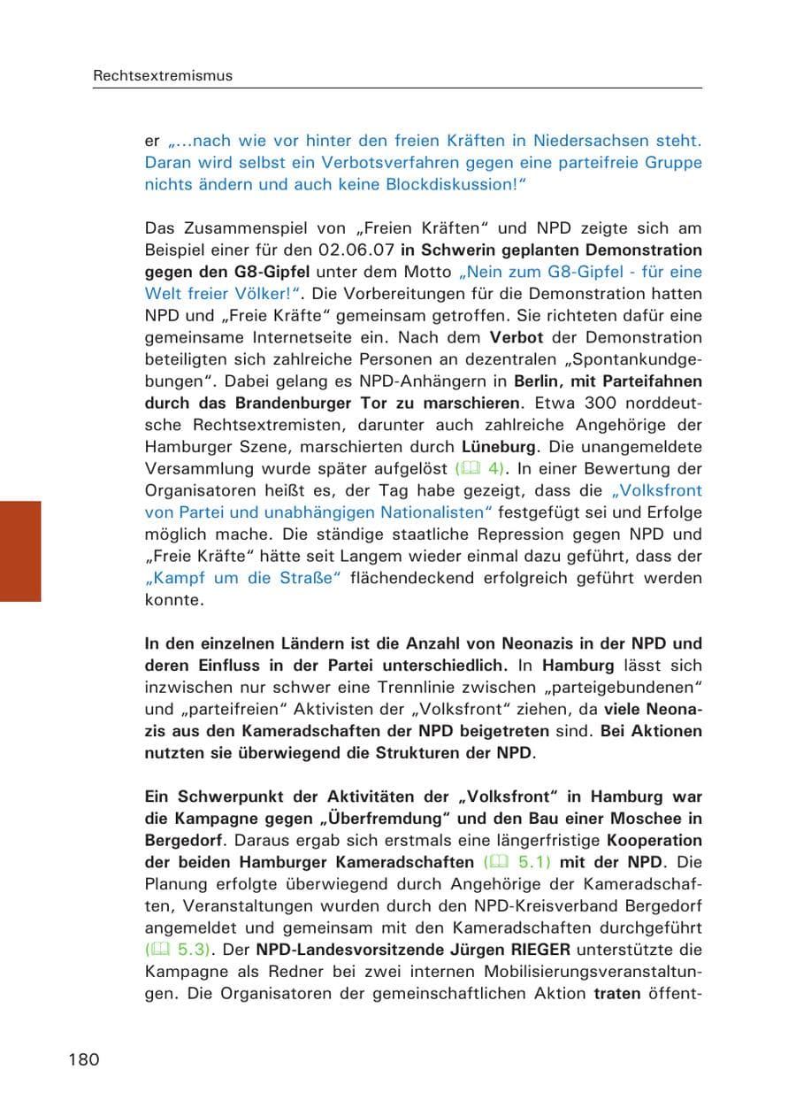 Seite 182 des Verfassungsschutzbericht 2007 Hamburg