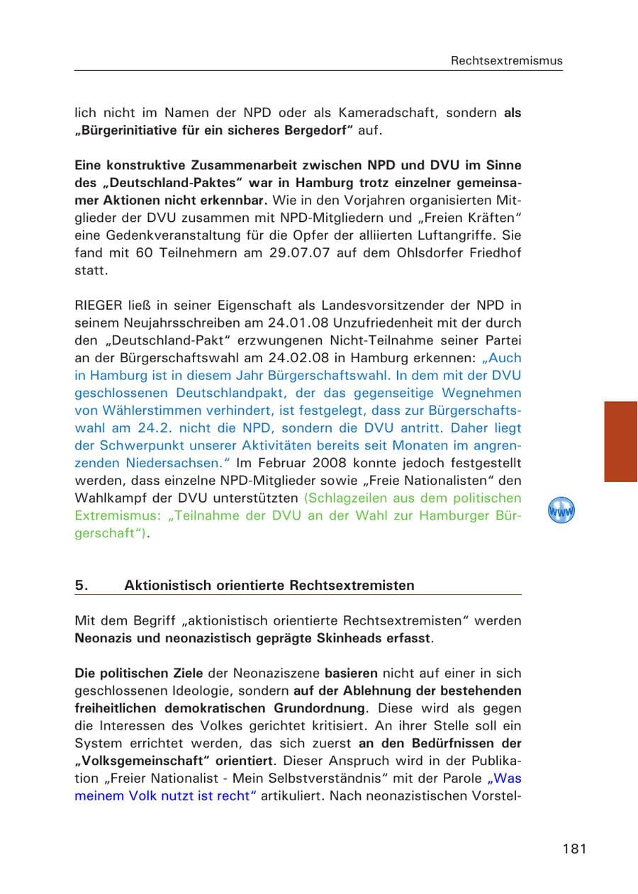 Seite 183 des Verfassungsschutzbericht 2007 Hamburg