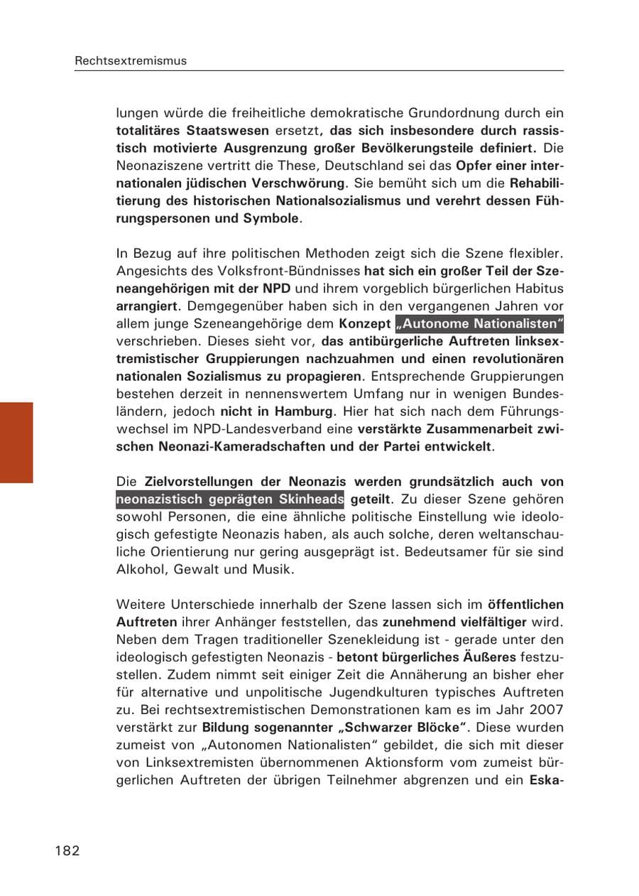 Seite 184 des Verfassungsschutzbericht 2007 Hamburg