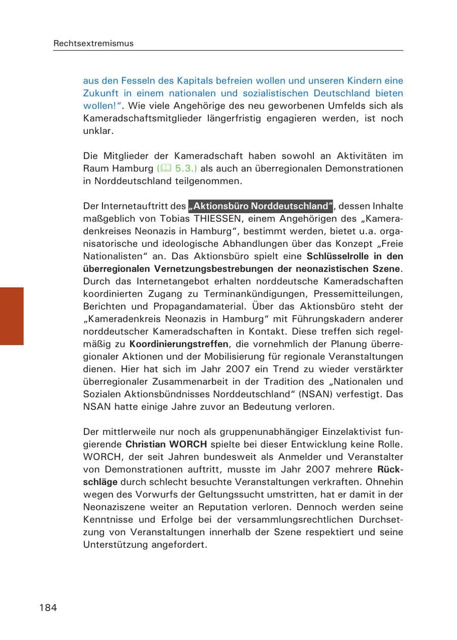 Seite 186 des Verfassungsschutzbericht 2007 Hamburg