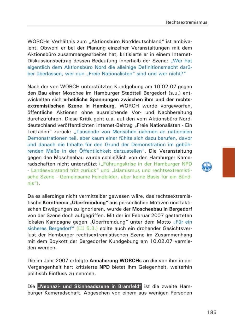 Seite 187 des Verfassungsschutzbericht 2007 Hamburg