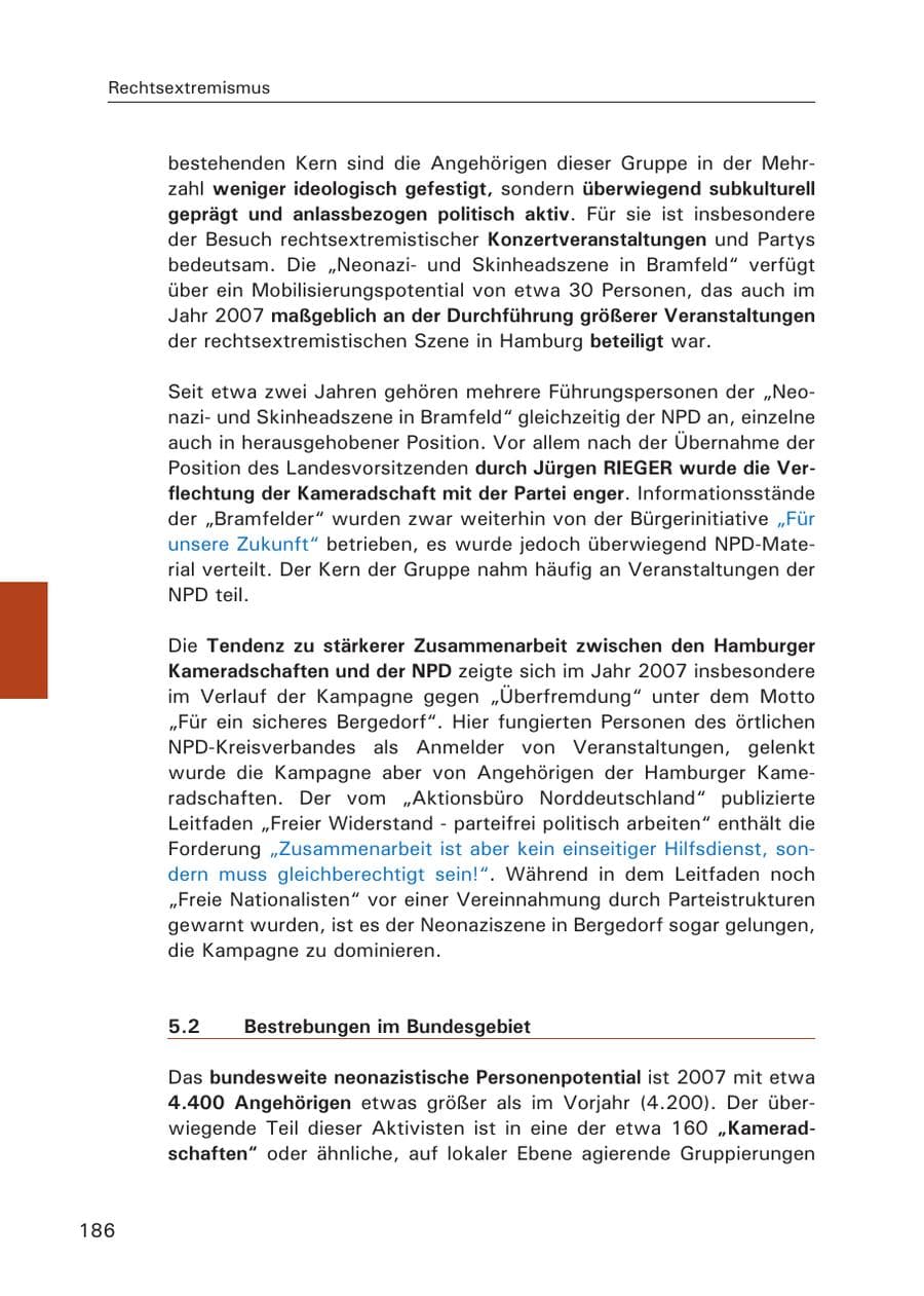 Seite 188 des Verfassungsschutzbericht 2007 Hamburg