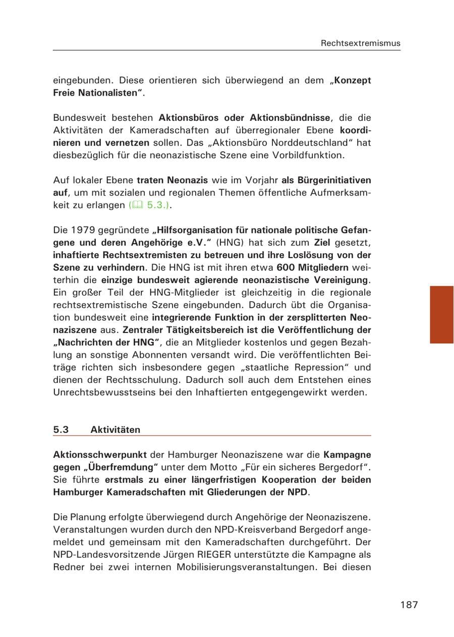 Seite 189 des Verfassungsschutzbericht 2007 Hamburg