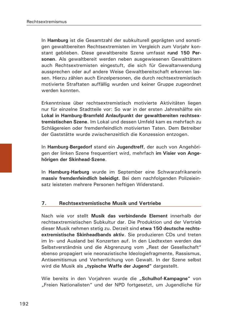 Seite 194 des Verfassungsschutzbericht 2007 Hamburg