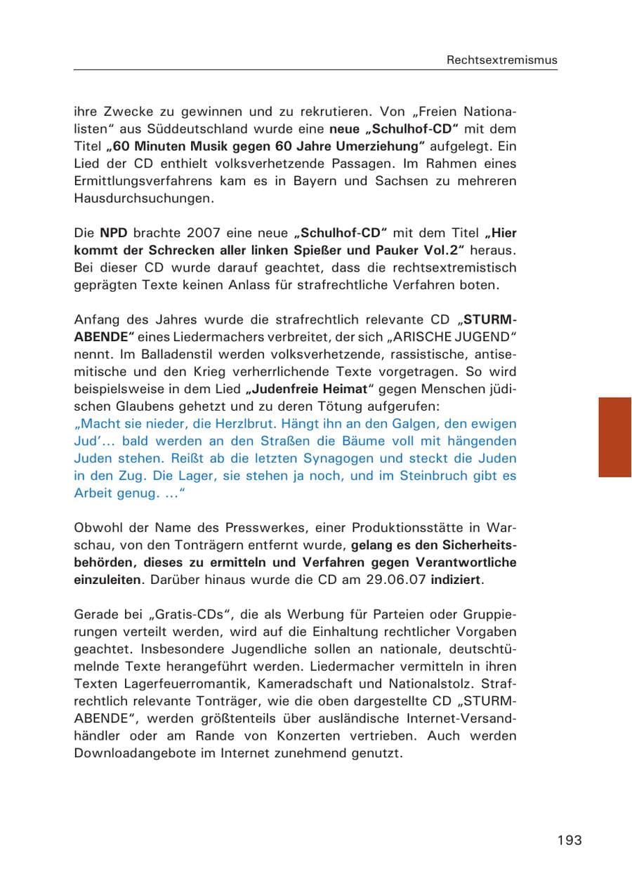 Seite 195 des Verfassungsschutzbericht 2007 Hamburg