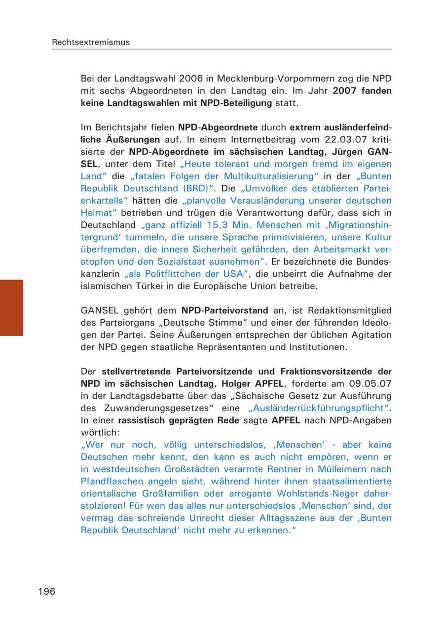 Seite 198 des Verfassungsschutzbericht 2007 Hamburg