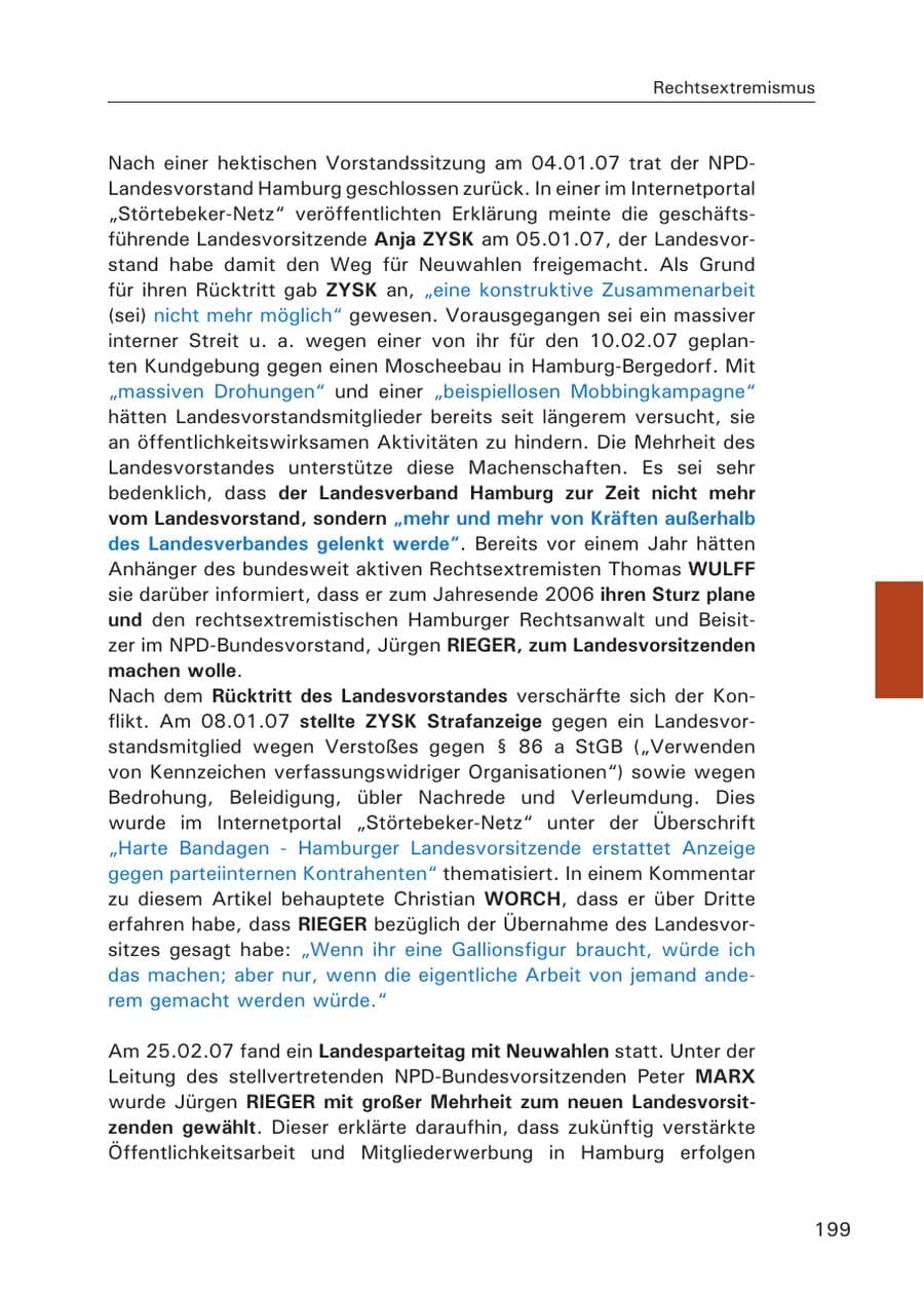 Seite 201 des Verfassungsschutzbericht 2007 Hamburg