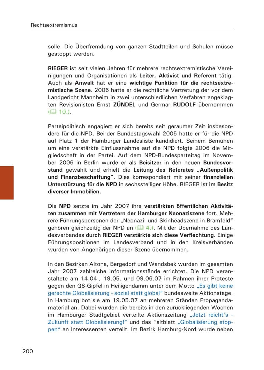 Seite 202 des Verfassungsschutzbericht 2007 Hamburg