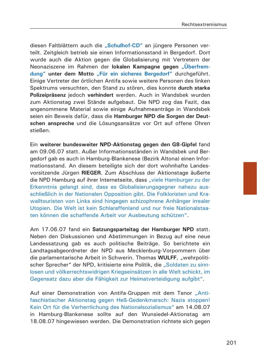 Seite 203 des Verfassungsschutzbericht 2007 Hamburg