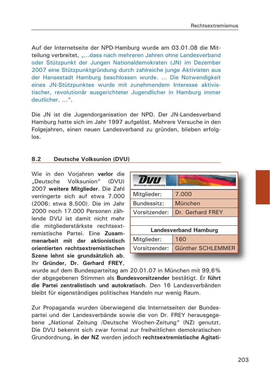 Seite 205 des Verfassungsschutzbericht 2007 Hamburg