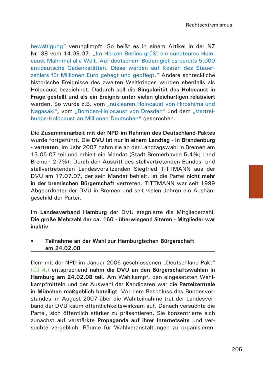 Seite 207 des Verfassungsschutzbericht 2007 Hamburg