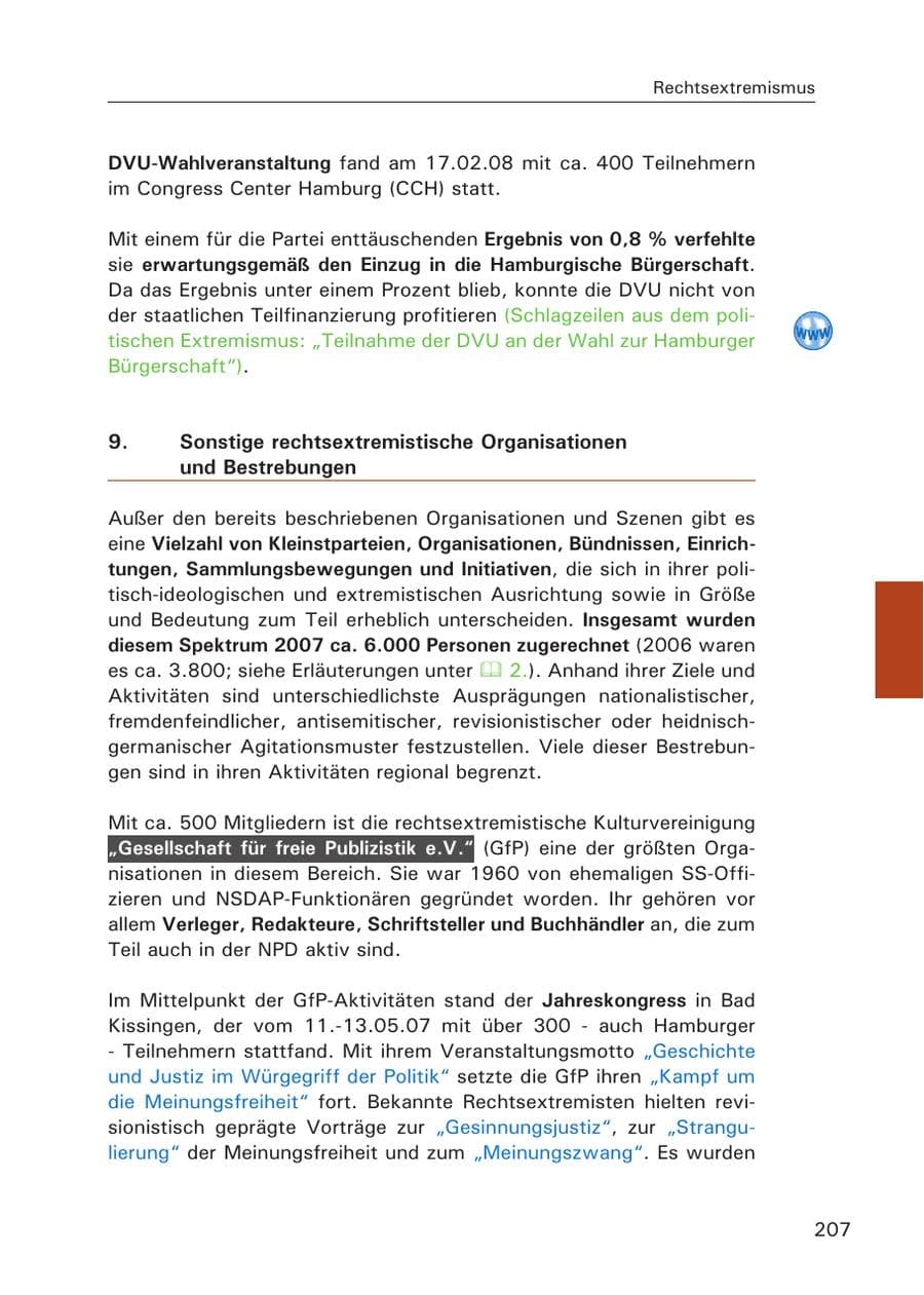Seite 209 des Verfassungsschutzbericht 2007 Hamburg