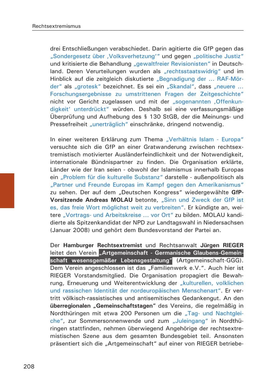 Seite 210 des Verfassungsschutzbericht 2007 Hamburg