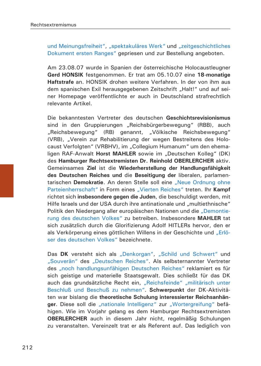 Seite 214 des Verfassungsschutzbericht 2007 Hamburg
