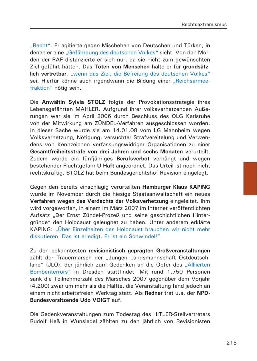 Seite 217 des Verfassungsschutzbericht 2007 Hamburg