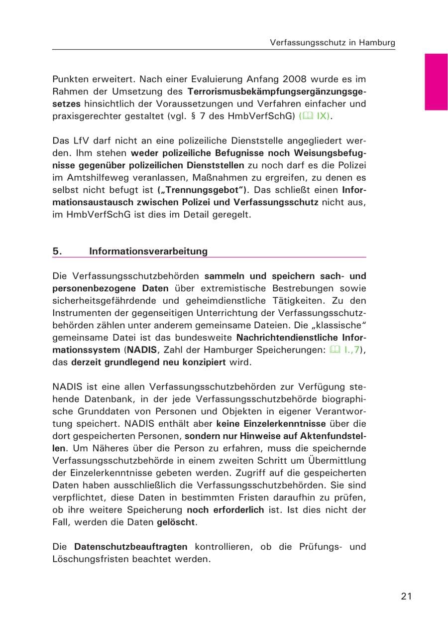 Seite 23 des Verfassungsschutzbericht 2007 Hamburg