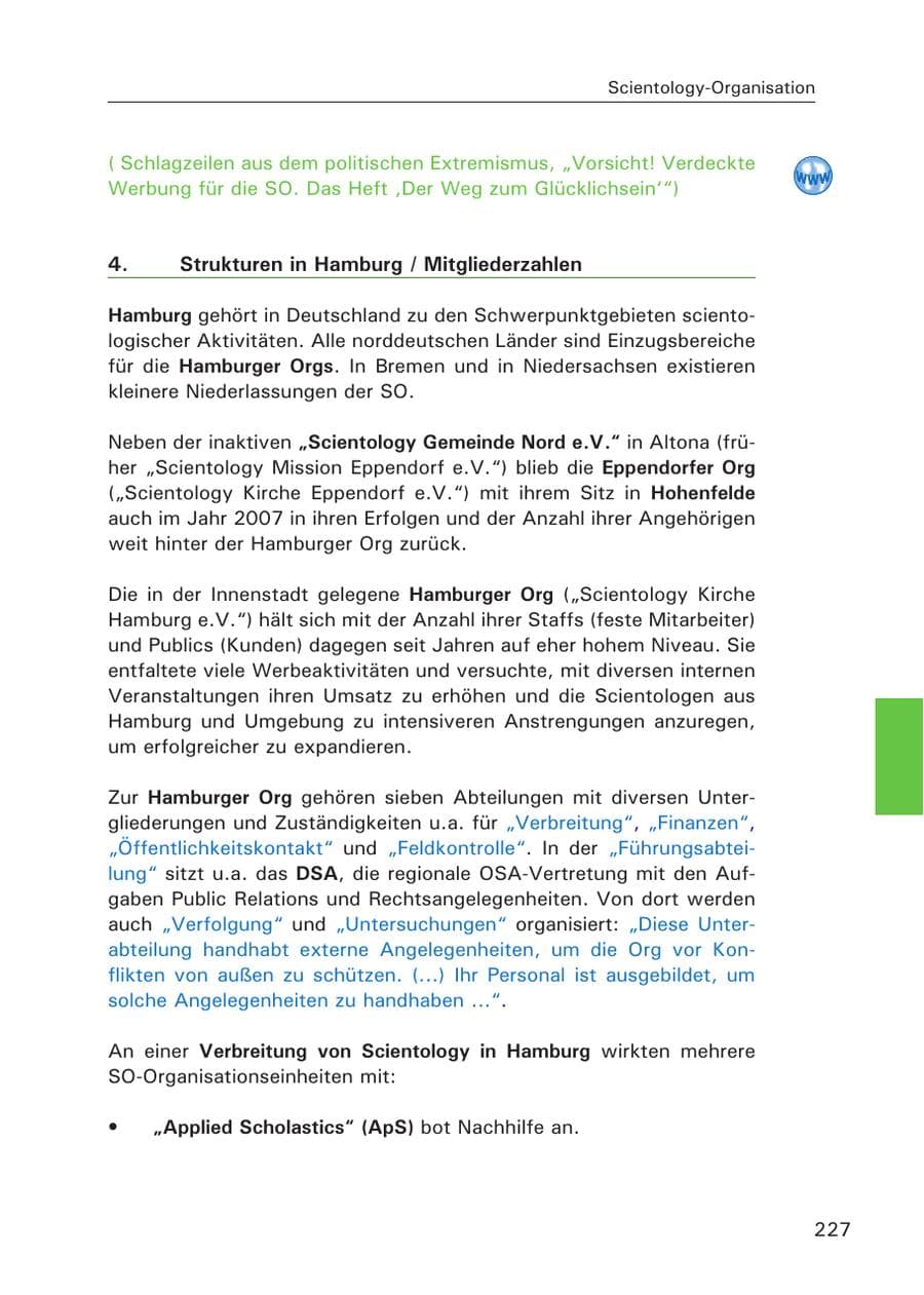 Seite 229 des Verfassungsschutzbericht 2007 Hamburg