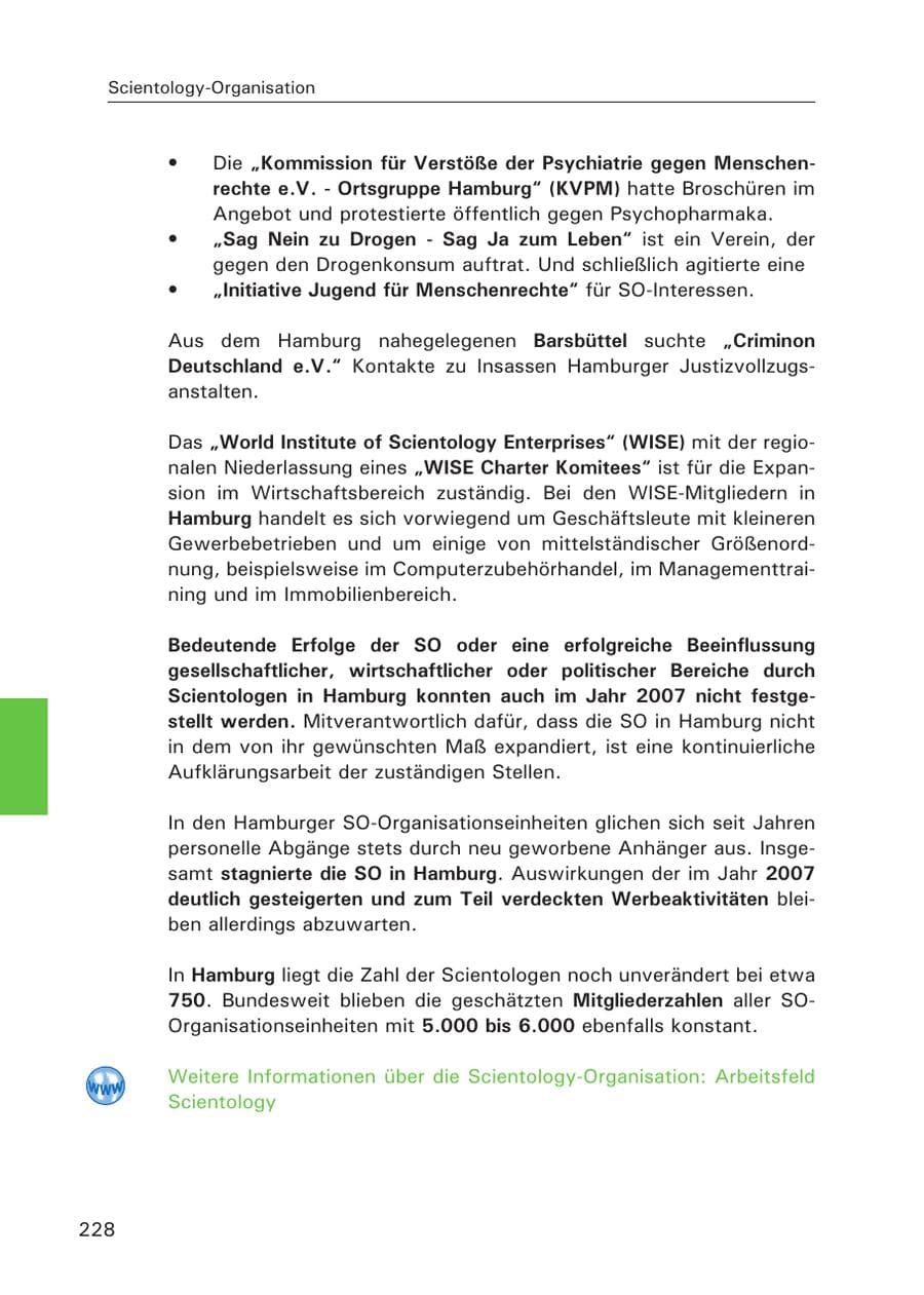 Seite 230 des Verfassungsschutzbericht 2007 Hamburg