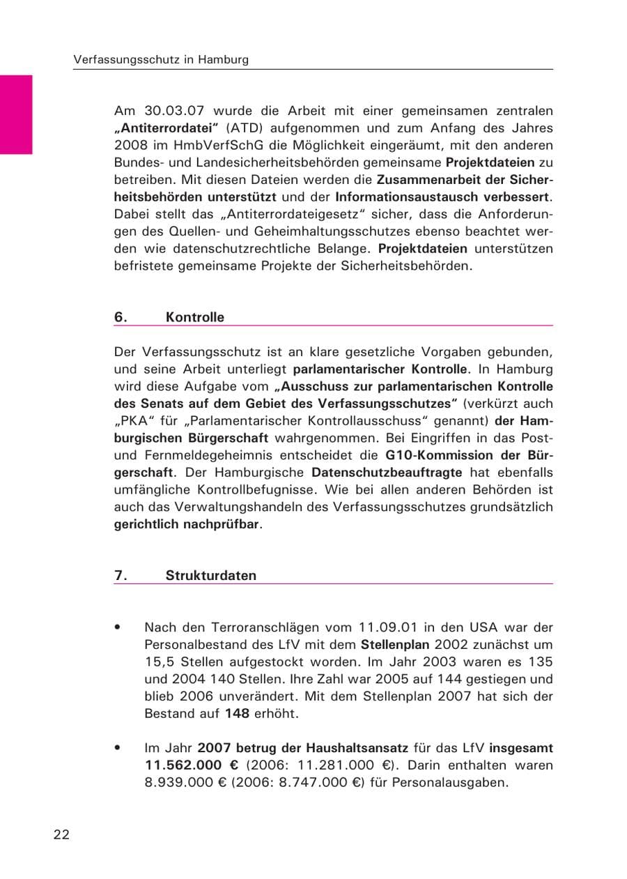 Seite 24 des Verfassungsschutzbericht 2007 Hamburg