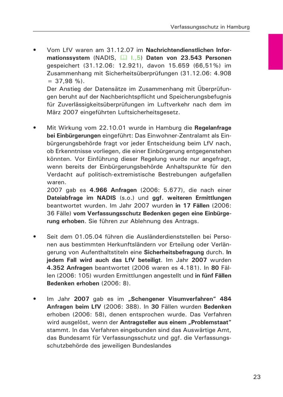 Seite 25 des Verfassungsschutzbericht 2007 Hamburg