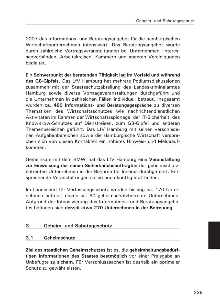 Seite 241 des Verfassungsschutzbericht 2007 Hamburg