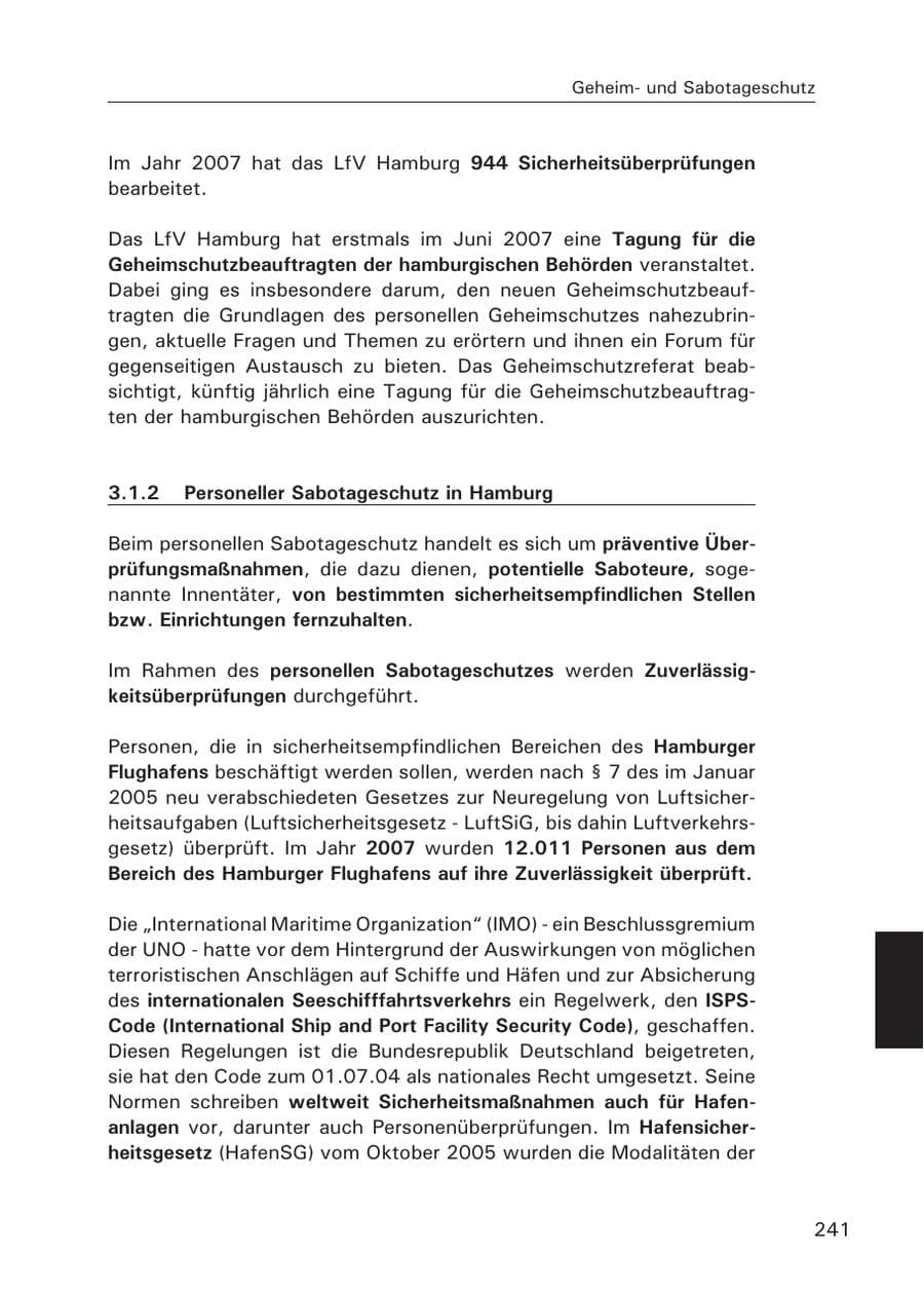Seite 243 des Verfassungsschutzbericht 2007 Hamburg