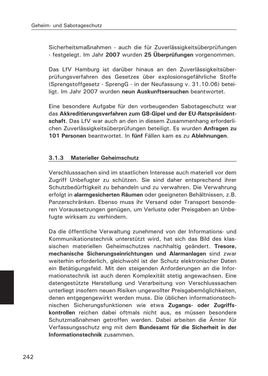 Seite 244 des Verfassungsschutzbericht 2007 Hamburg