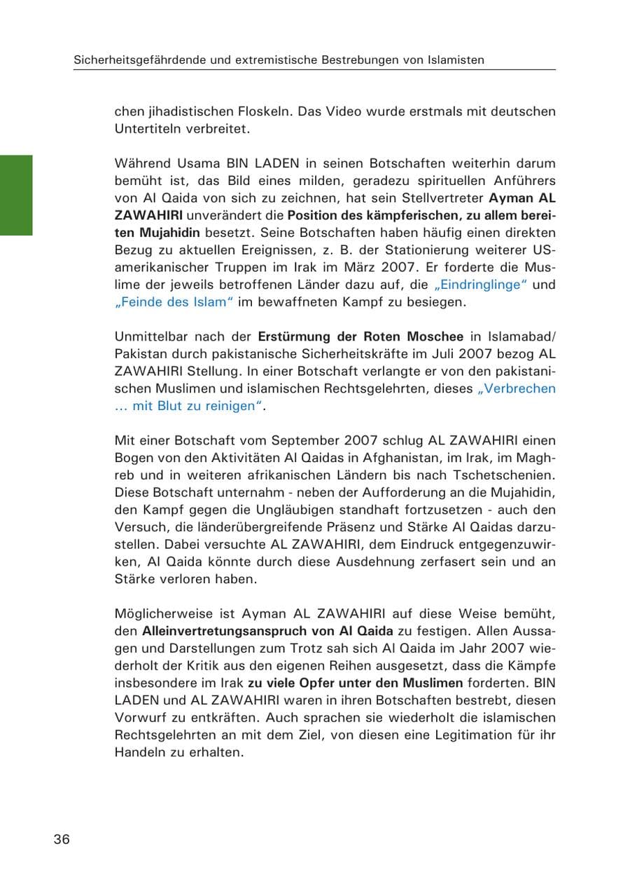 Seite 38 des Verfassungsschutzbericht 2007 Hamburg