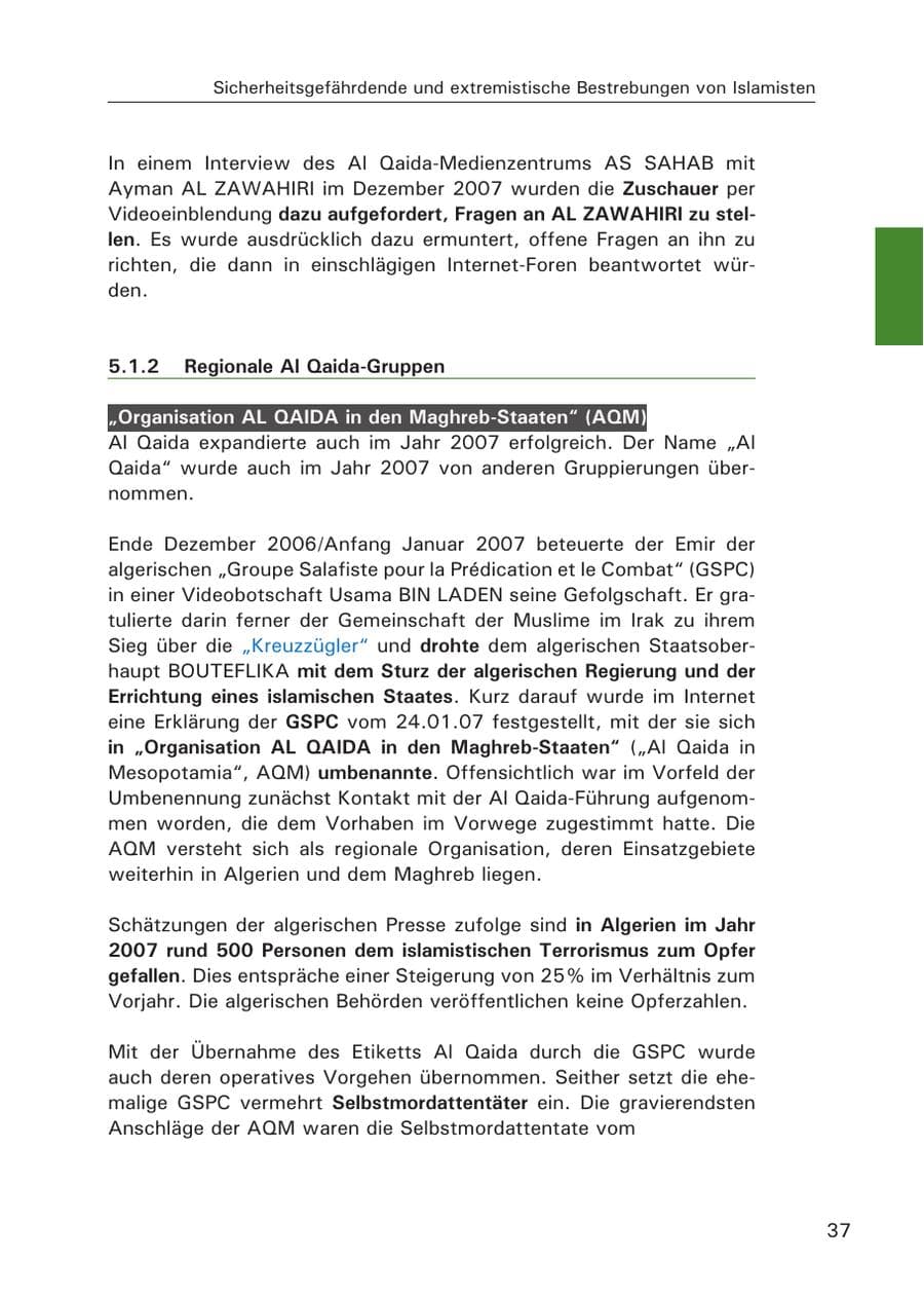 Seite 39 des Verfassungsschutzbericht 2007 Hamburg