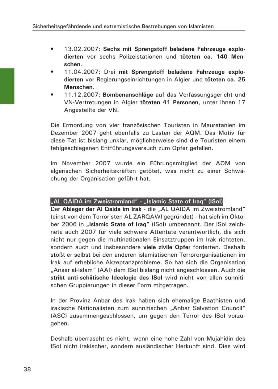 Seite 40 des Verfassungsschutzbericht 2007 Hamburg