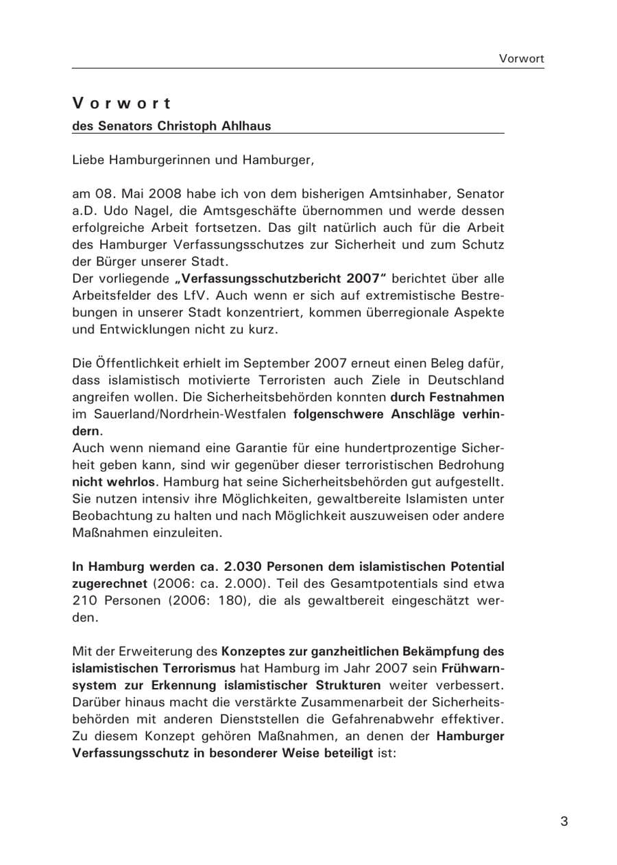 Seite 5 des Verfassungsschutzbericht 2007 Hamburg