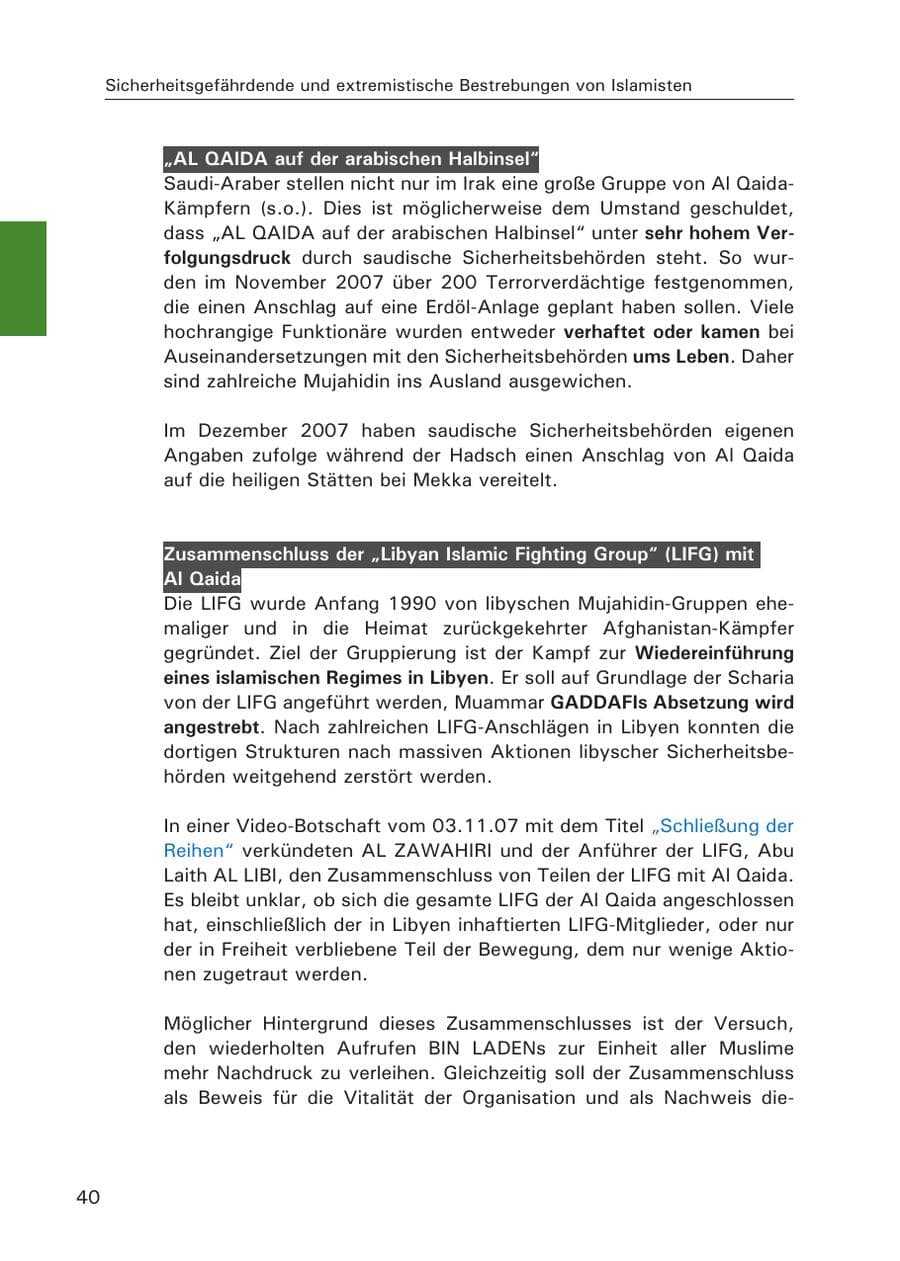 Seite 42 des Verfassungsschutzbericht 2007 Hamburg