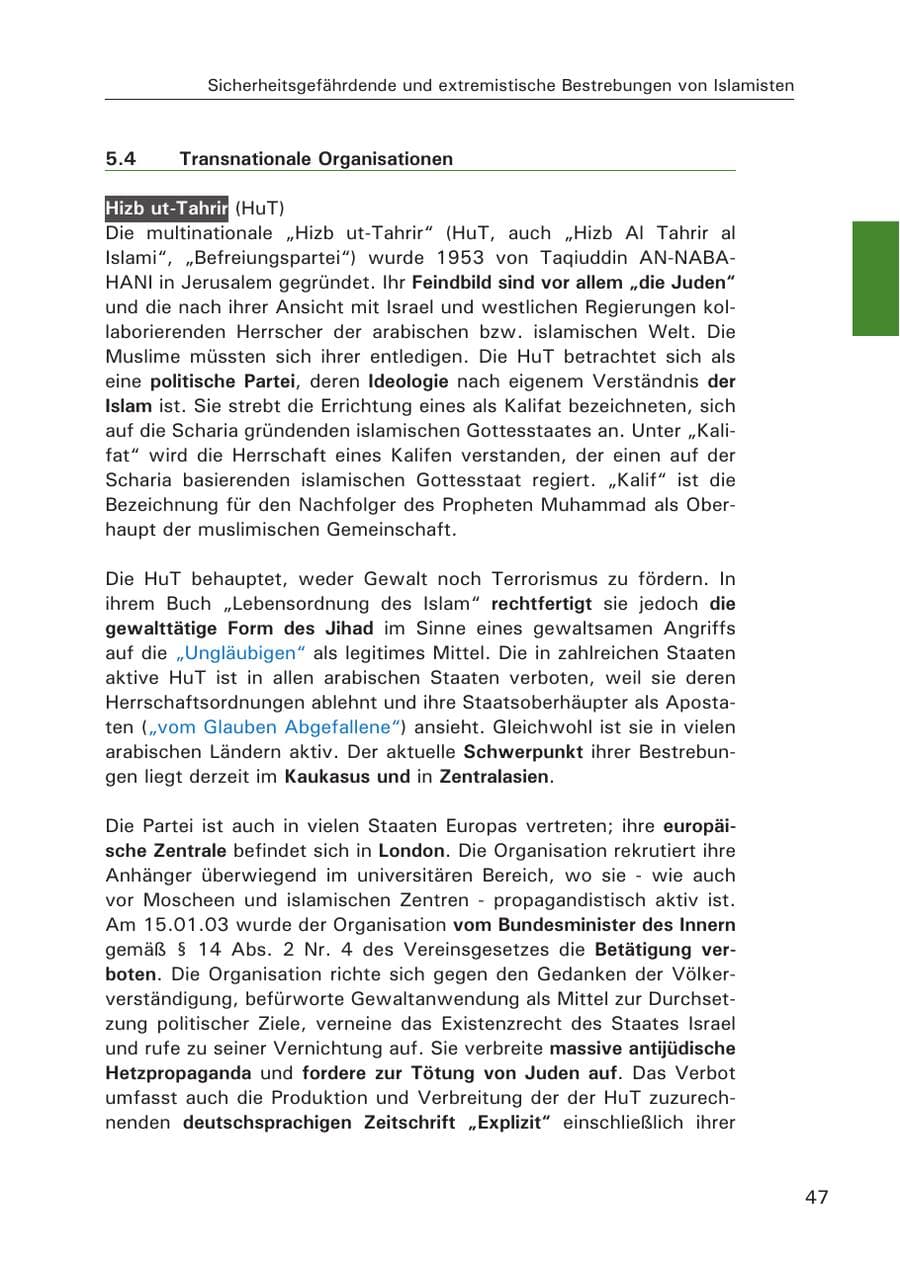 Seite 49 des Verfassungsschutzbericht 2007 Hamburg