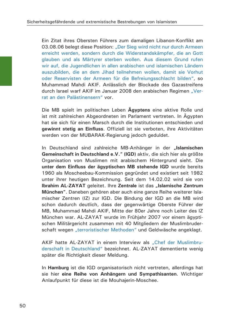 Seite 52 des Verfassungsschutzbericht 2007 Hamburg