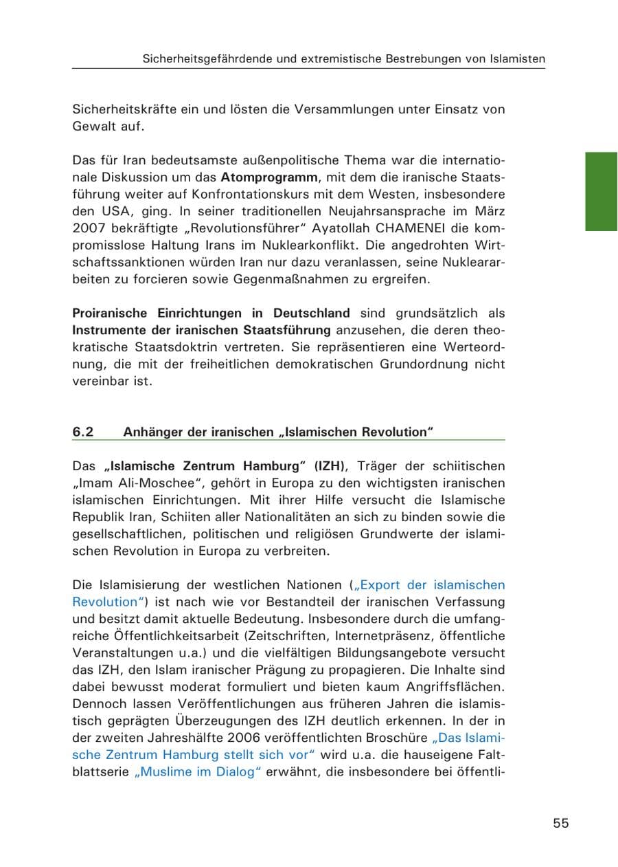Seite 57 des Verfassungsschutzbericht 2007 Hamburg