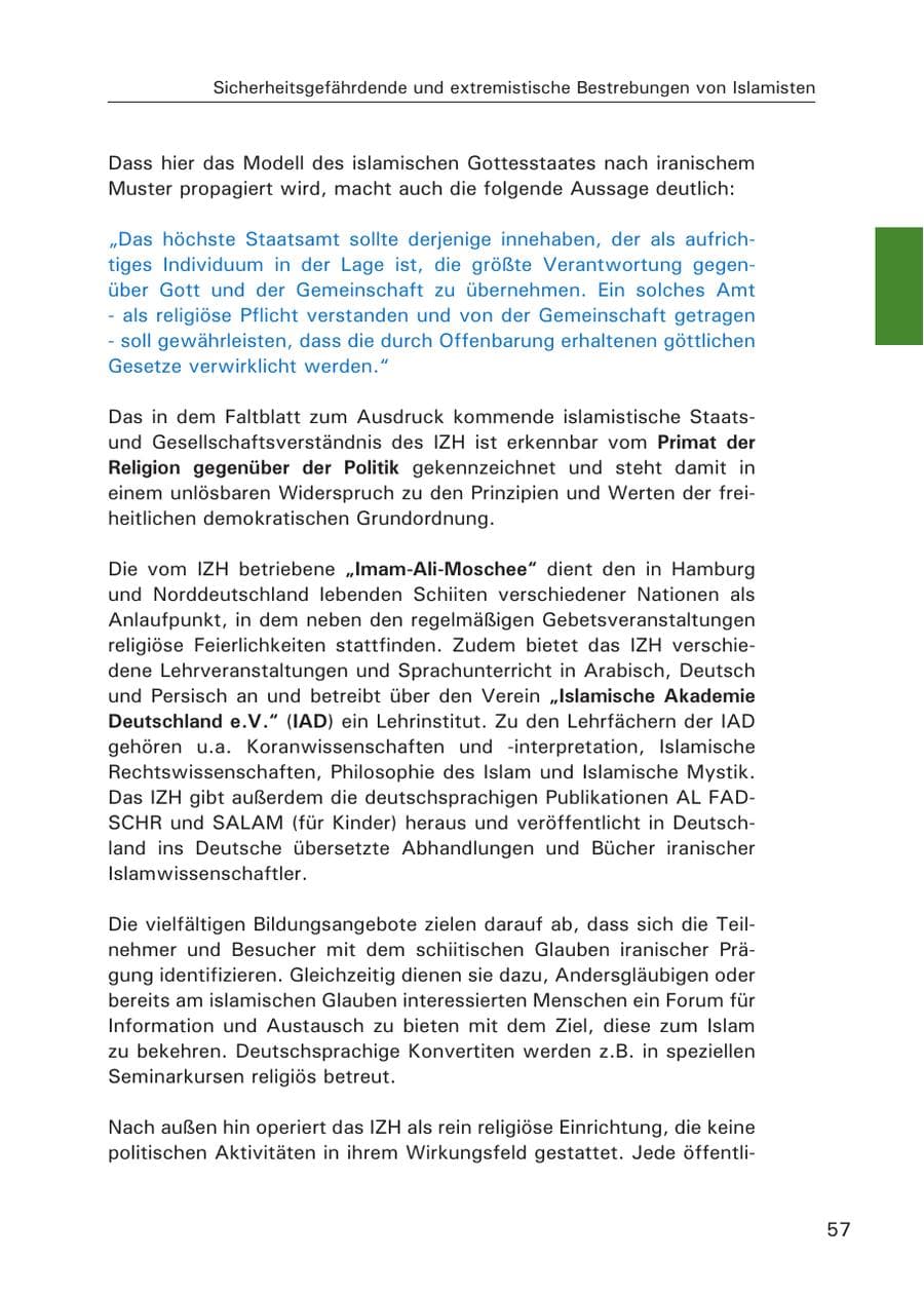 Seite 59 des Verfassungsschutzbericht 2007 Hamburg