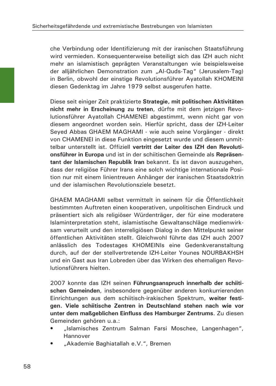 Seite 60 des Verfassungsschutzbericht 2007 Hamburg