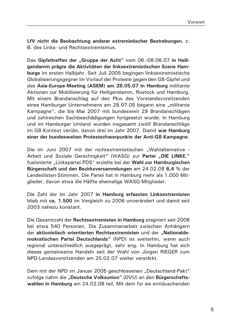 Seite 7 des Verfassungsschutzbericht 2007 Hamburg