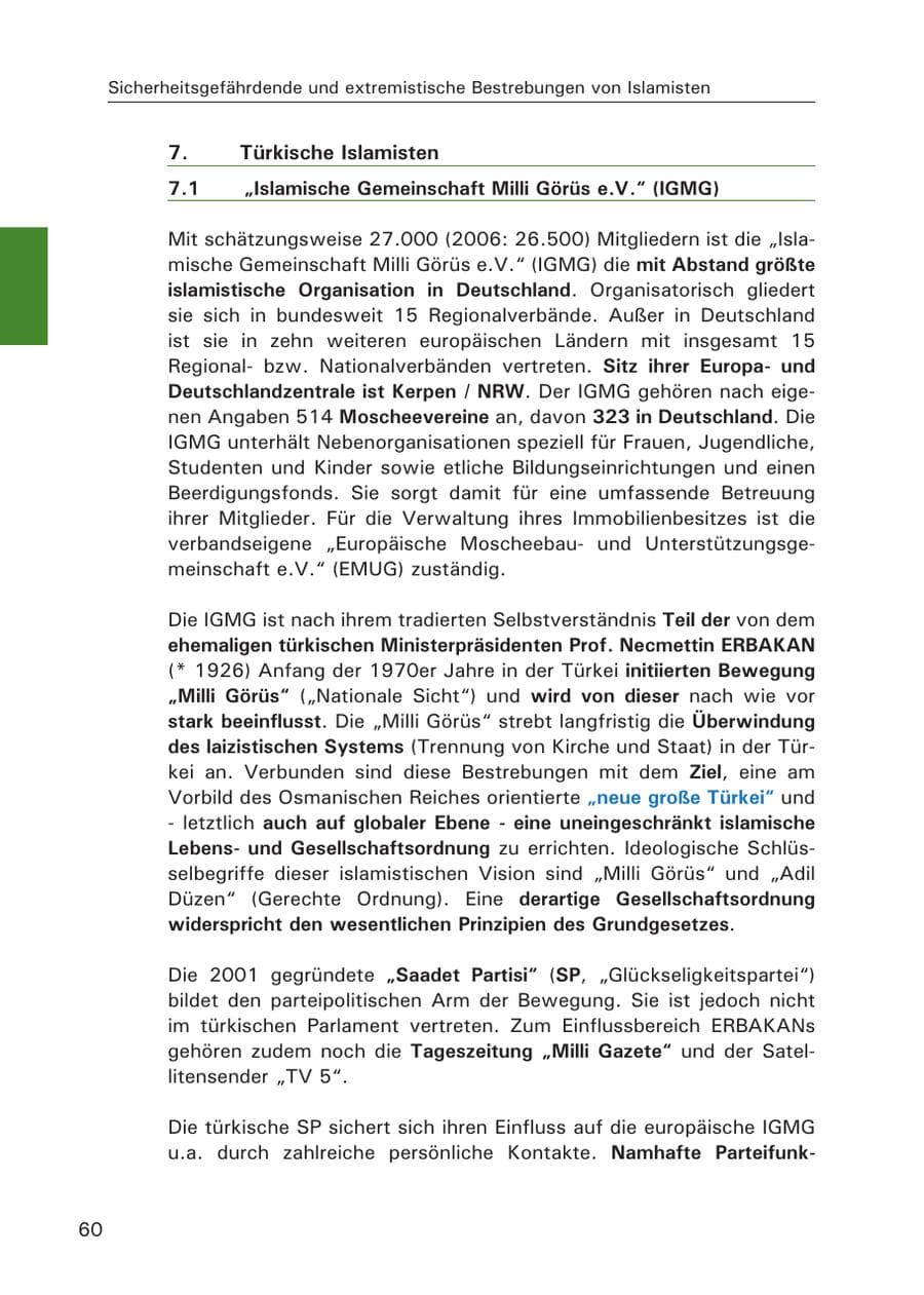 Seite 62 des Verfassungsschutzbericht 2007 Hamburg